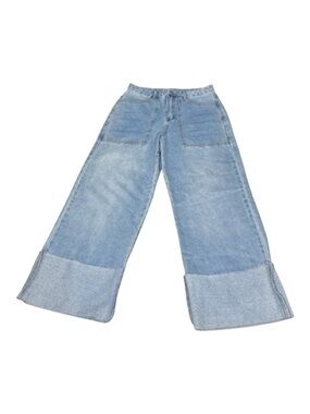 LE LIS Collection Wide Leg Cuffed Jeans Size Large
